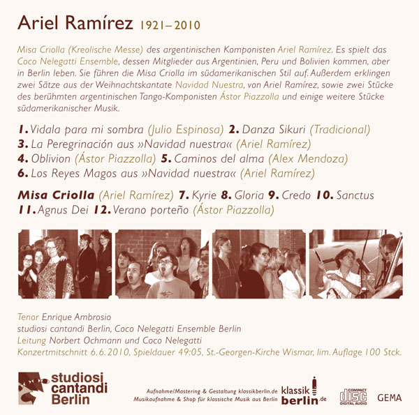 studiosi cantandi, Ariel Ramirez, Juni 2010